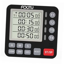  Digital Dual Kitchen Timer, 4-Channel Magnetic Countdown Timer for Black