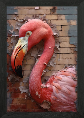 Flamingo in der Wand Gerahmtes Wandbild Poster Leinwanddruck Bild