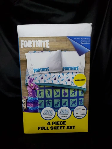 Fortnite Llama Bedding 4 Piece Full Size Sheet Set Boys/Girls Epic Gaming New!