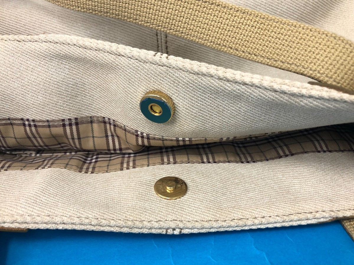Burberry London Blue Label Beige Canvas Leather Shoulder Bag Hand