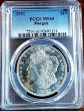 1921 $1 Morgan Silver Dollar PCGS MS-63 Flashy!