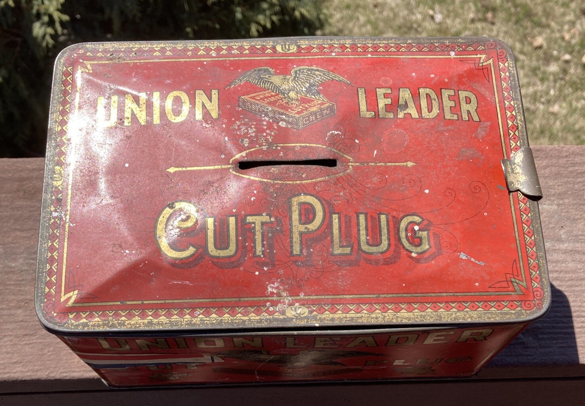 Antique UNION LEADER Cut Plug Smoke and Chew Tobacco TIN | eBay