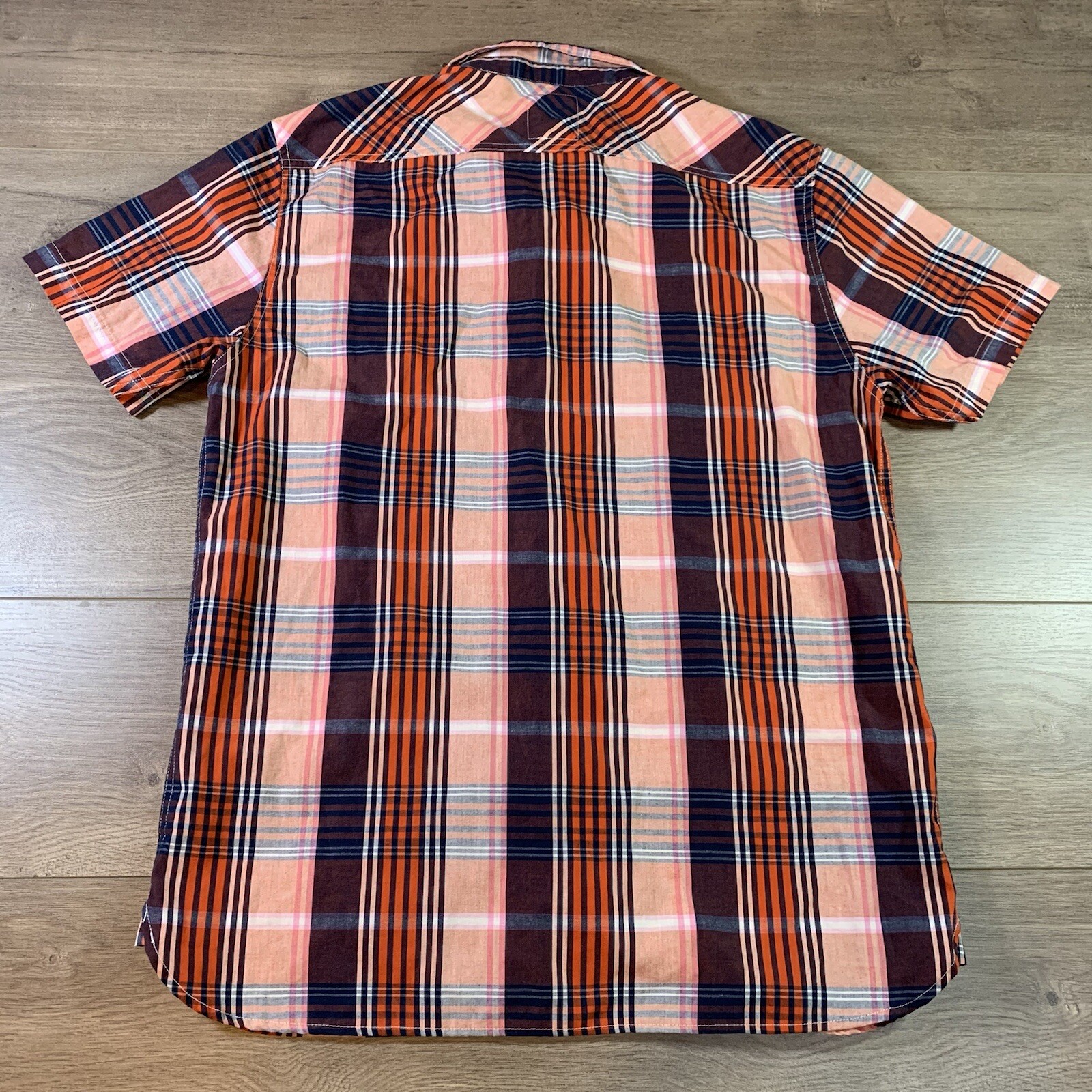 Levi’s Red Tab Multicolor Orange Blue Plaid Butto… - image 5