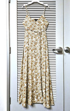 sand floral asym print maxi long dress S urban outfitters earrings