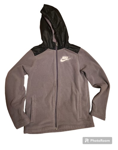 Nike Jacket Full Zip gray Youth Medium Gray Black Hood Casual Outdoors Sports