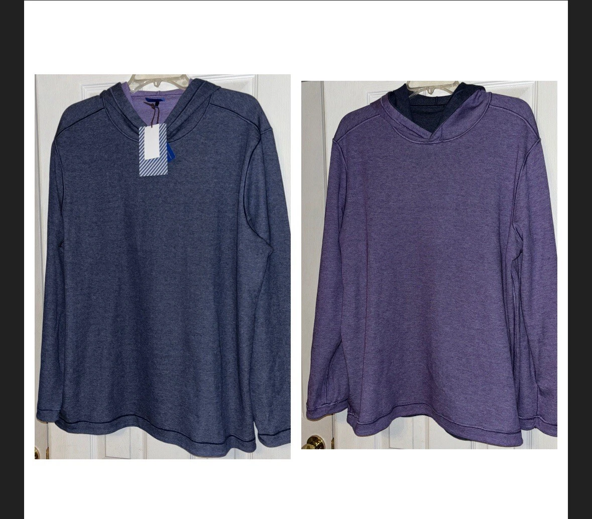 NWT Wilkens Bros Knit Shirt Heritage L Reversible Navy Purple Hooded Lightweight