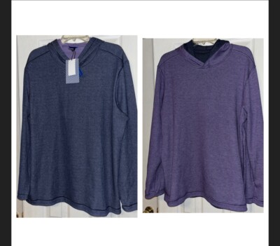 NWT Wilkens Bros Knit Shirt Heritage L Reversible Navy Purple Hooded Lightweight