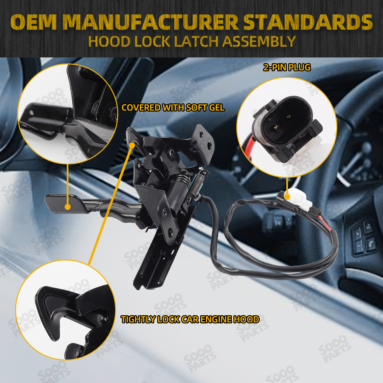 Hood Lock Latch Assembly for 2017-2018 Hyundai Elantra Sedan 2.0L 81130F2010