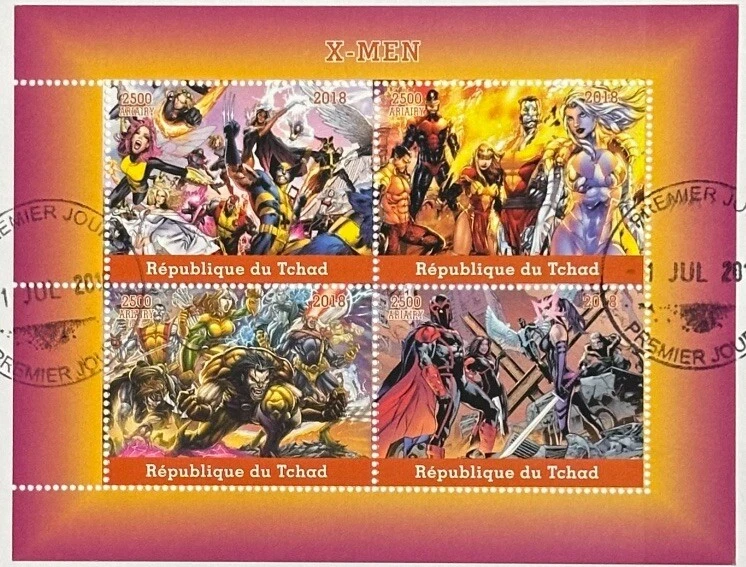 Chad 2018 (First Day Cover) Superheroes Stamps “X-Men” Storm Wolverine Comics - Image 2 of 2