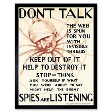 Vintage War Propaganda Spider Web Us Army 12X16 Inch Framed Art Print