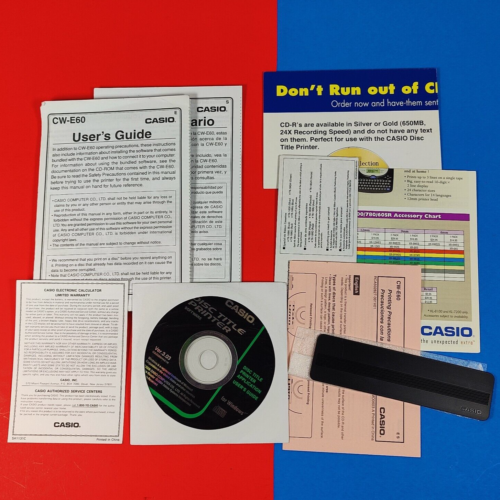 Casio CW-E60 Disc Titel Drucker SOFTWARE CD und NUR HANDBÜCHER - Bild 1 von 8