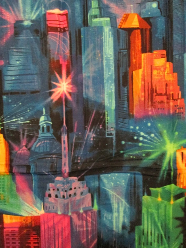 PANEL DE TELA DE ALGODÓN COLORES EDIFICIOS NEW YORK SKYLINE NYC Foto 2 de 2