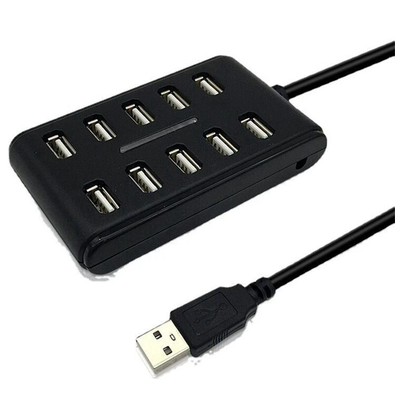 10 Port Hub USB 2.0 PC Laptop High Speed Adapter Plug and Play Extension Cable - Image 3 of 4