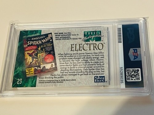 Marvel Masterpieces Comic Card 1992 Sky Box PSA 9 Spider-Man Electro #23 POP 8 - Picture 3 of 3