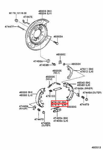 Genuine FJ Cruiser GSJ15 GSJ10 Fortuner GGN155 Parking Hand Brake Shoe Strut - Picture 16 of 20