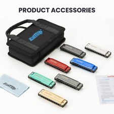 EASTTOP Harmonica Set of 7 10Holes Blues Harp Diatonic Mouth Organ Harmonica Set