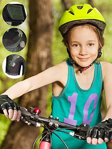 4 Paar Kinder Fahrradhandschuhe Halbfinger Fahrradhandschuhe rutschfest Fäustlinge 8-12 Jahre - Bild 3 von 8