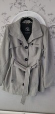 Ladies Henleys Grey Wool Mix 3/4 Length Trench Coat Style Jacket Vgc