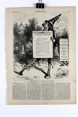 Authentic 1875 Wood Engraving Garibaldi At Rome by Thomas Nast RARE!