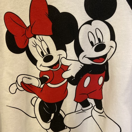 Disney Mickey Minnie Girls LS Sweatshirt M 7-9 Glitter Heart - Picture 5 of 5