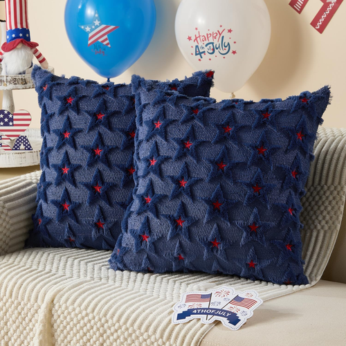 4Th of July Pillow Covers 18X18 Inch Set of 2 4Th of July Decor Red Embroidery S - Picture 11 of 12