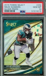 2019 Panini Select Silver Prizm Field Level #232 Miles Sanders Rookie RC PSA 10