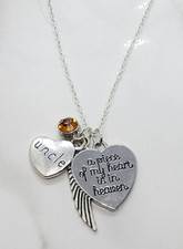 "A piece of my heart is in Heaven" Memorial Necklace for Uncle Sympathy Gift