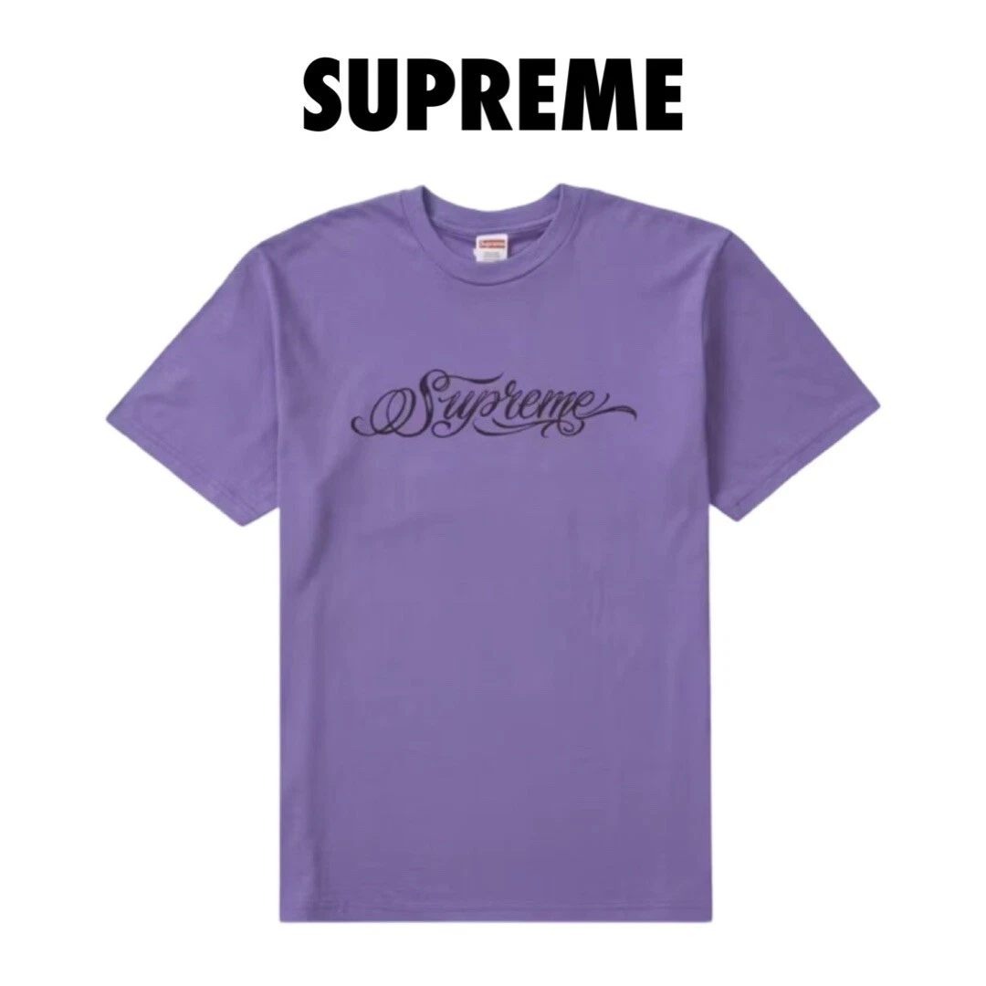 SUPREME Script Tee haut manches courtes violet t shirt FW24 homme taille L