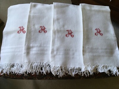 French Cotton Kitchen Bathroom Napkin Towels Antique Vintage