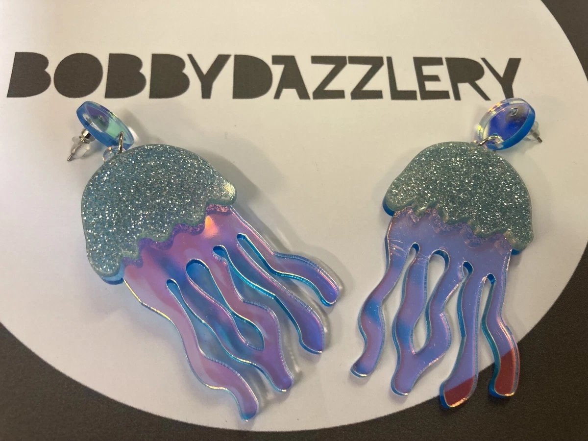 Jellyfish Novelty Earrings Acrylic Perspex Statement Earrings