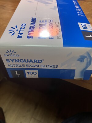 Intco Synguard Nitrile Exam Gloves, Powder Free Large Size 100 Gloves  UK