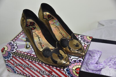 Irregular Choice Disney Glitzy Mickey Mouse Absatz Gold UK 6,5 mit Ersatzabsätzen