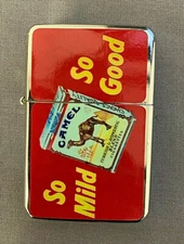  Oil Lighter With Case Vintage Cigarette Smoking Ad Classic Logo D6