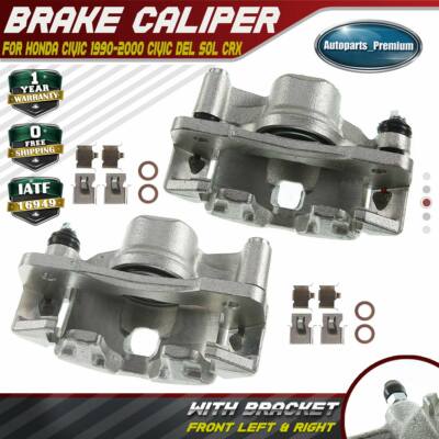 2x Front Brake Calipers with Bracket for Honda Civic 1990-2000 Civic del Sol CRX