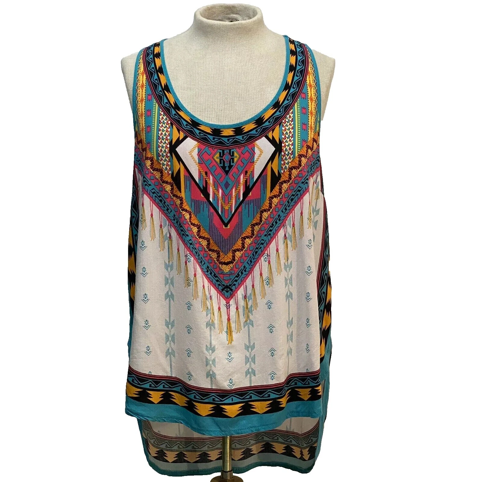 Camisetas sin mangas tribales geométricas para mujer