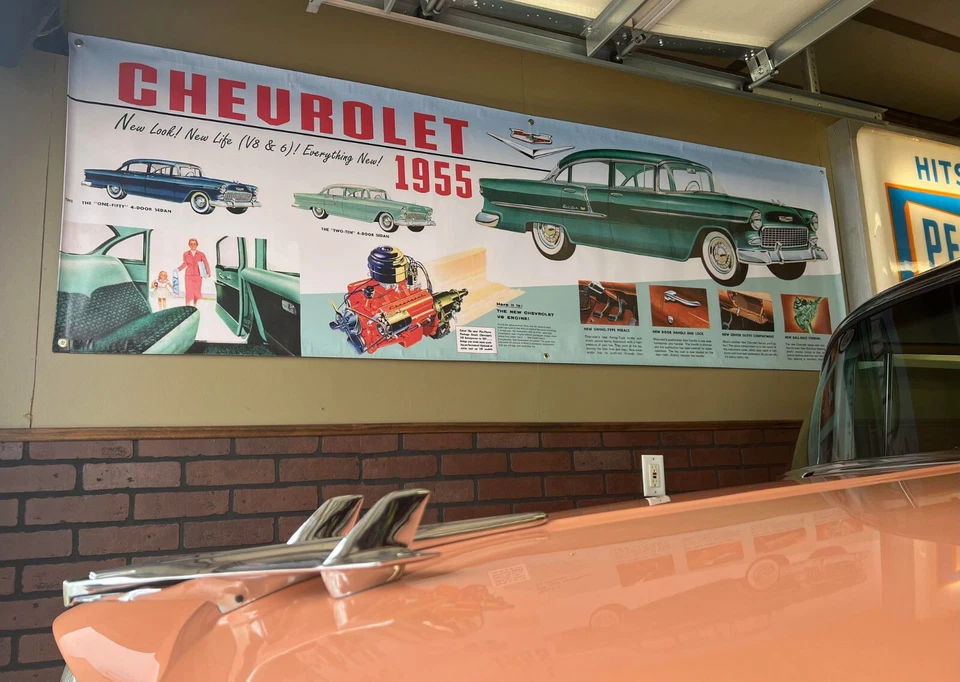1957 Chevrolet 4dr Dealer Garage Banner Sedan Chevy Wagon Townsman 283 V8 — 第 3/3 张图片