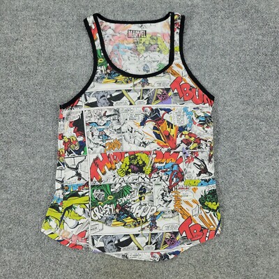 Marvel Comics Tank Top Shirt Girl's Large White Captain America AOP Sleeveless