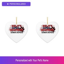 Custom German Shepherd Paw Print Set of 2 Ornament Personalized Pet Name