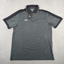 Under Armour Polo Shirt Mens Large Gray Trophy Golf Performance Loose Fit New