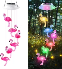 Solar Flamingo Flamingo Wind Chimes, Birthday Gifts for Mom Grandma Dad, IP65...