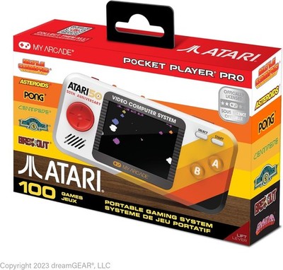 Atari Pocket Player Pro: Handheld Gaming with 100 Iconic Titles & Headphone Jack