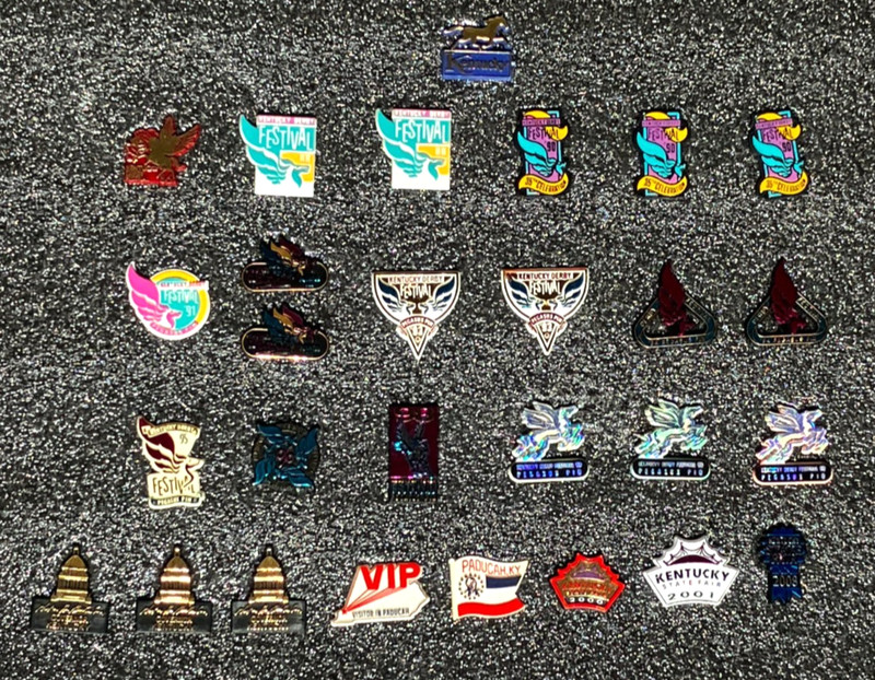 KENTUCKY DERBY FESTIVAL CHURCHILL DOWNS PINS (19) Lot (Var. Years) + Ky Pins (9)