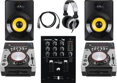Omnitronic XMT-1400 DJ Standalone CD-Player MP3 USB Set DJ-Mixer Kopfhörer Kabel