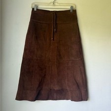 Vintage 90s Maxima Wilsons Leather Chocolate Brown Suede A-Line Skirt 4