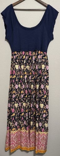 Natural Life Women’s Maxi Dress XL Floral Full-A-Line Empire Waist Boho Peasant