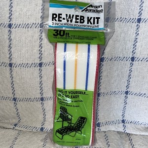 Arden Paradise Re-Web Kit Chair Webbing 30ft. X 3in Red Blue. Yellow Red stripes