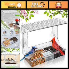 Clear Acrylic Window Bird Feeder with Strong Suction Cups - Large Capacity, Deta