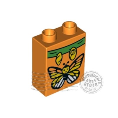 1x LEGO 4066pb600 Duplo mit Schmetterling 1x2x2 orange | 6136448