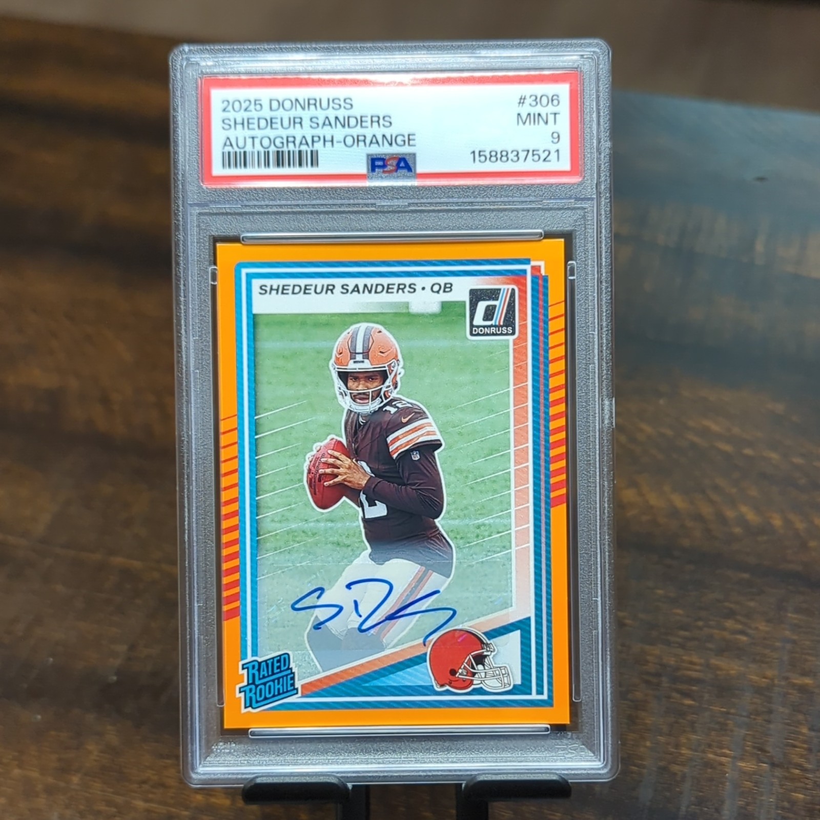 2025 Rated Rookie Shedeur Sanders #306 Orange Auto PSA 9 view 2