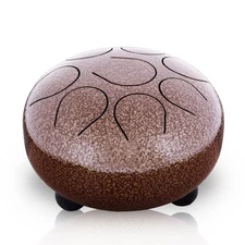 Pyle Handpan Steel Percussion Drum with Carry Bag & Compact Design - Brown